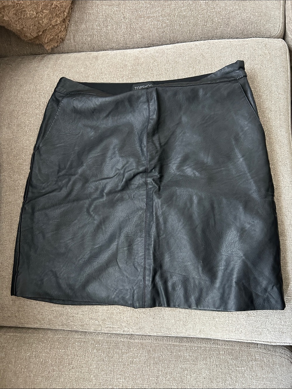 Topshop Black Faux Leather Mini Skirt with Panel Detail